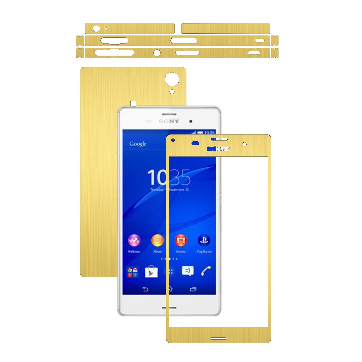 Folie de protectie Carbon Skinz, Husa de tip Skin Adeziv pentru Carcasa, Brushed Auriu dedicata Sony Xperia Z3