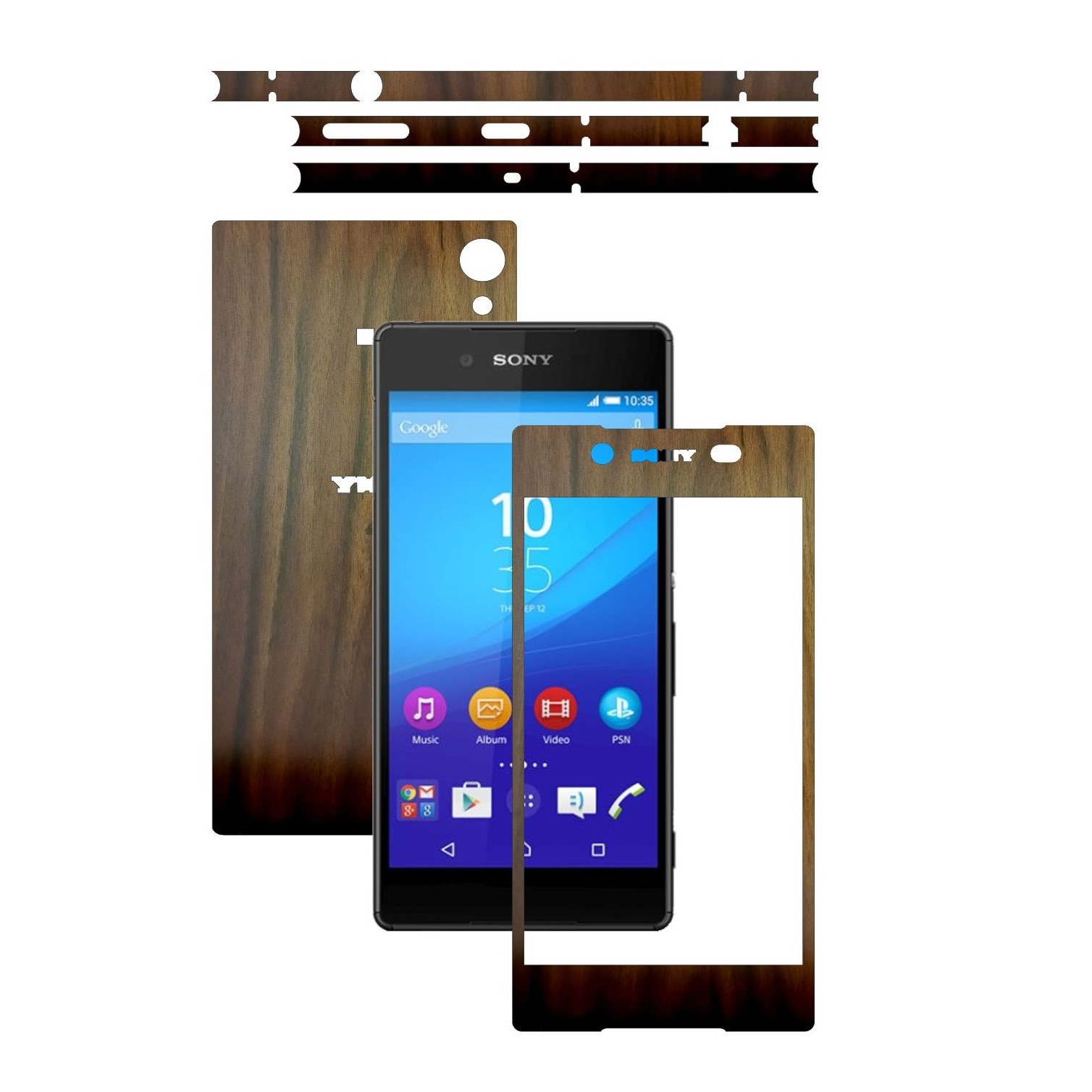 Folie de protectie Carbon Skinz, Husa de tip Skin Adeziv pentru Carcasa, Lemn Nuc Inchis dedicata Sony Xperia Z3 Plus + Plus