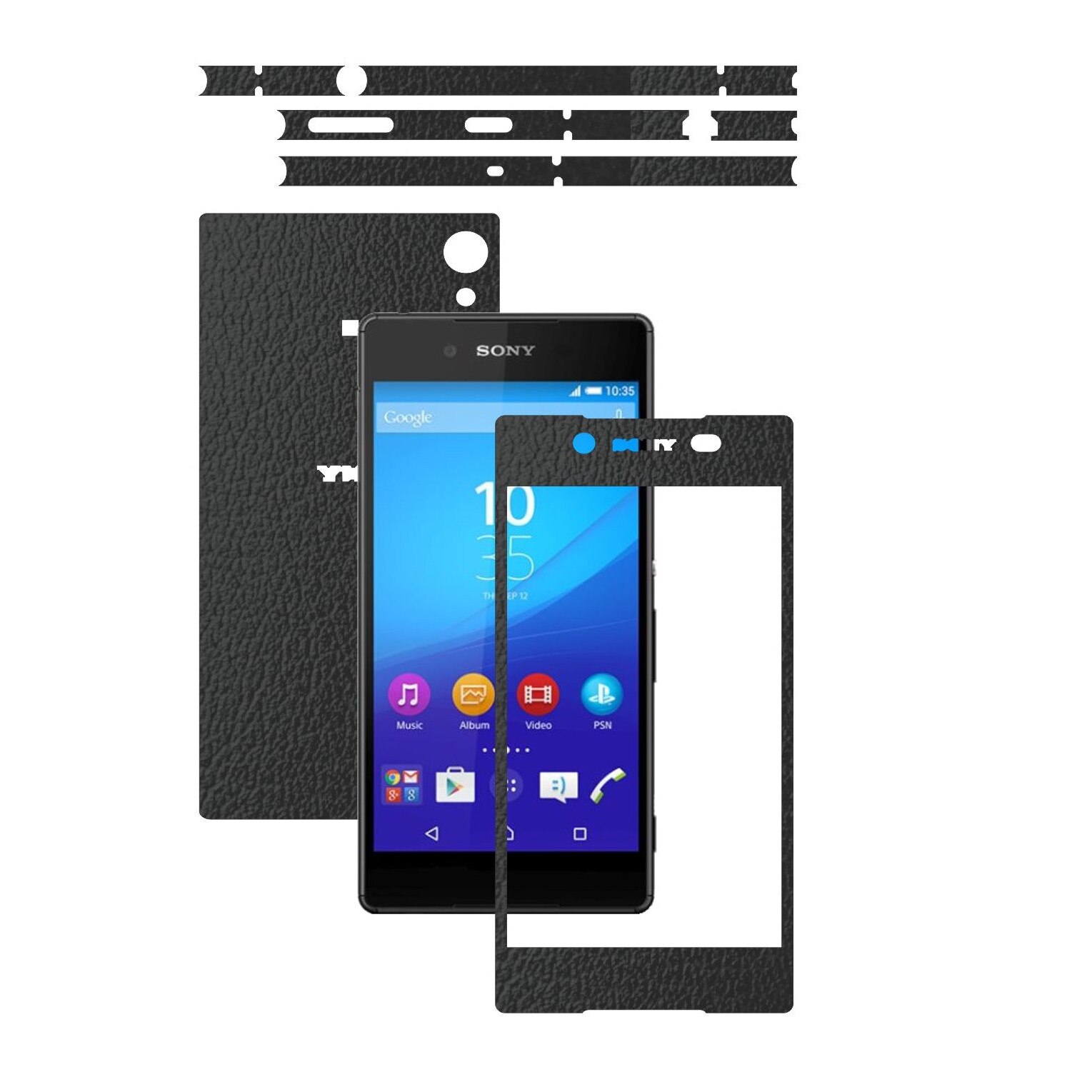 Folie de protectie Carbon Skinz, Husa de tip Skin Adeziv pentru Carcasa, Piele Neagra dedicata Sony Xperia Z3 Plus + Plus