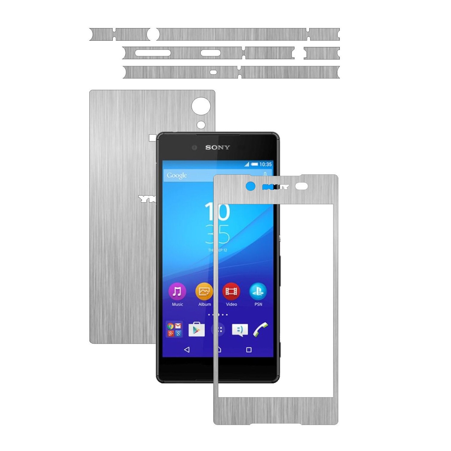 Folie de protectie Carbon Skinz, Husa de tip Skin Adeziv pentru Carcasa, Brushed Argintiu dedicata Sony Xperia Z3 Plus + Plus