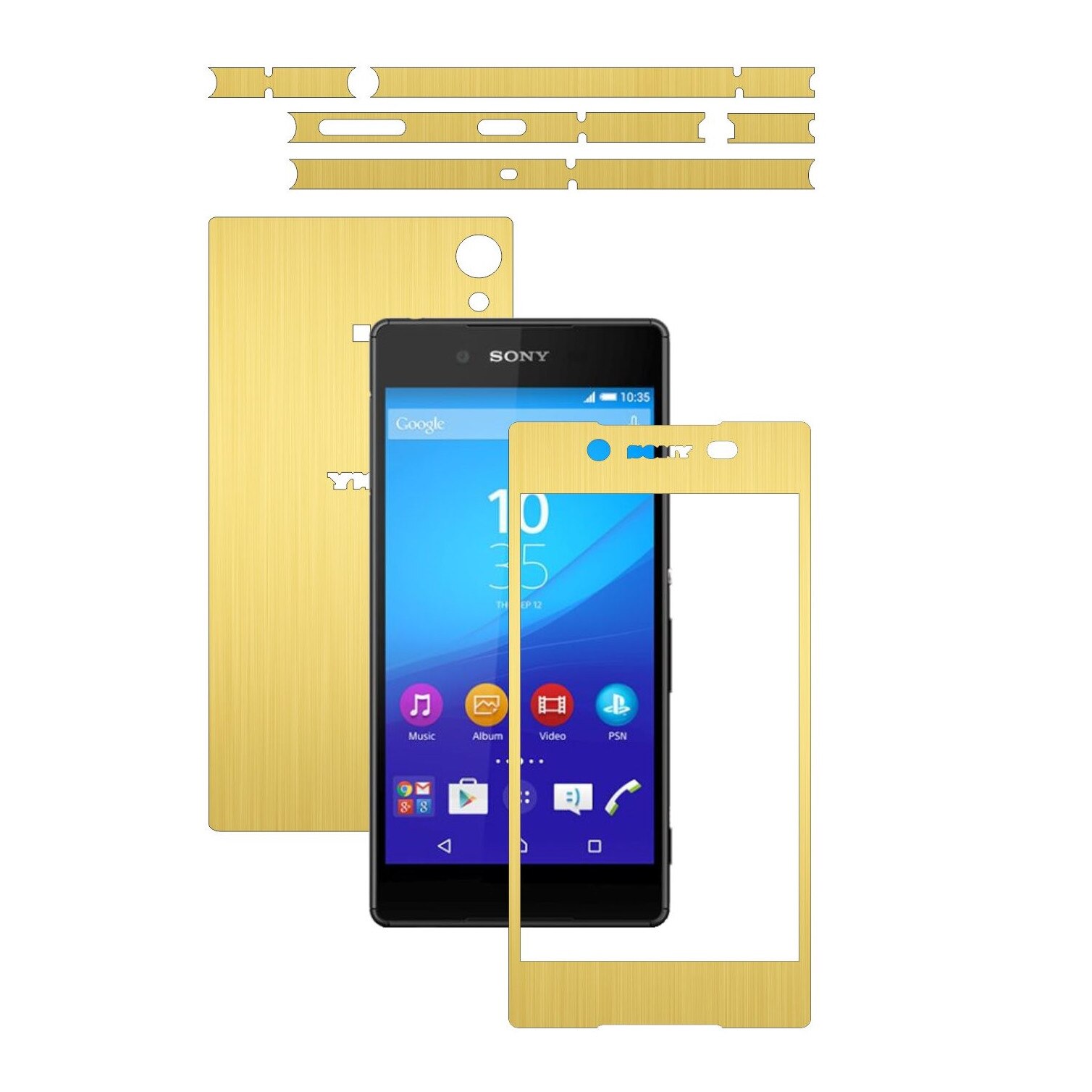 Folie de protectie Carbon Skinz, Husa de tip Skin Adeziv pentru Carcasa, Brushed Auriu dedicata Sony Xperia Z3 Plus + Plus