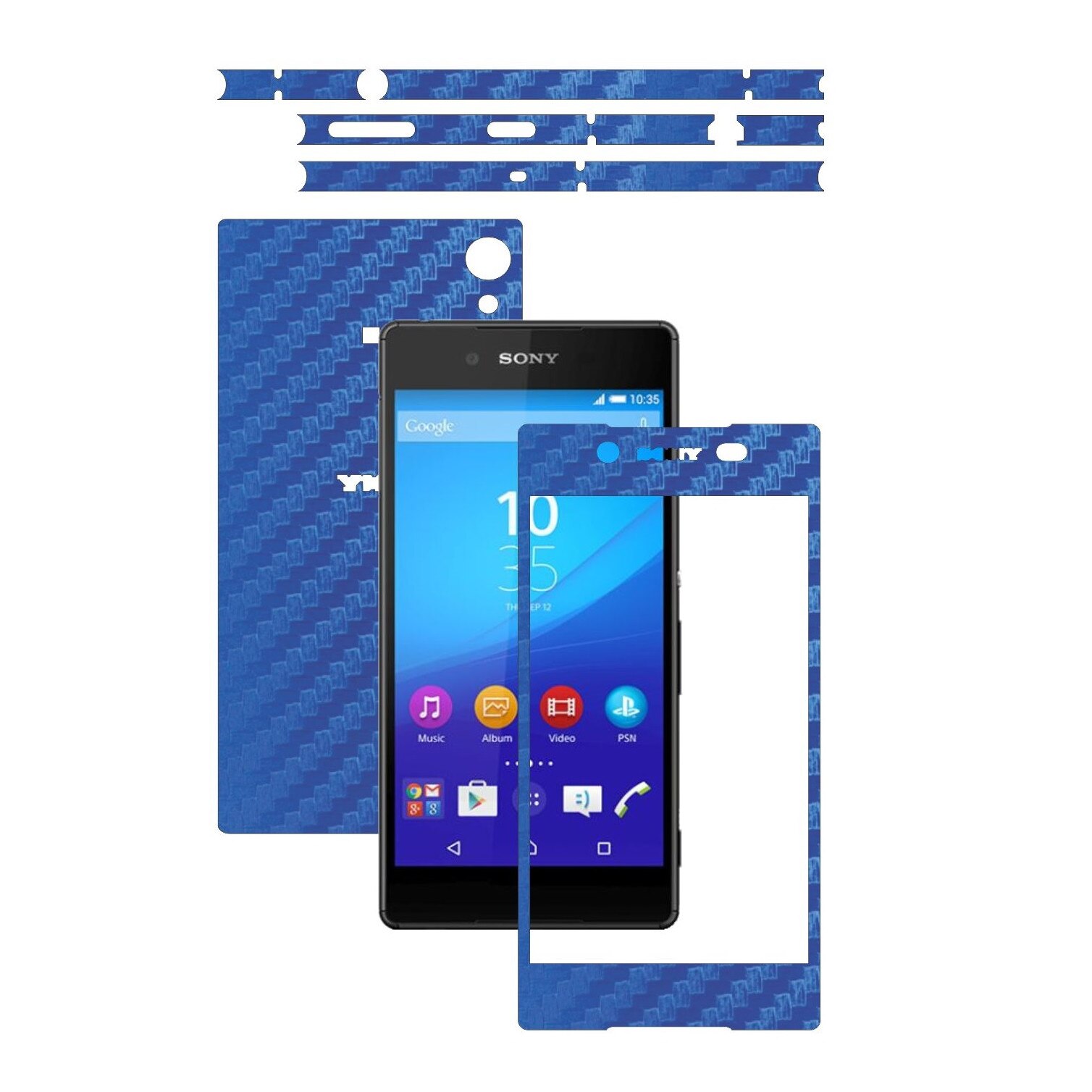 Folie de protectie Carbon Skinz, Husa de tip Skin Adeziv pentru Carcasa, Carbon Albastru dedicata Sony Xperia Z3 Plus + Plus