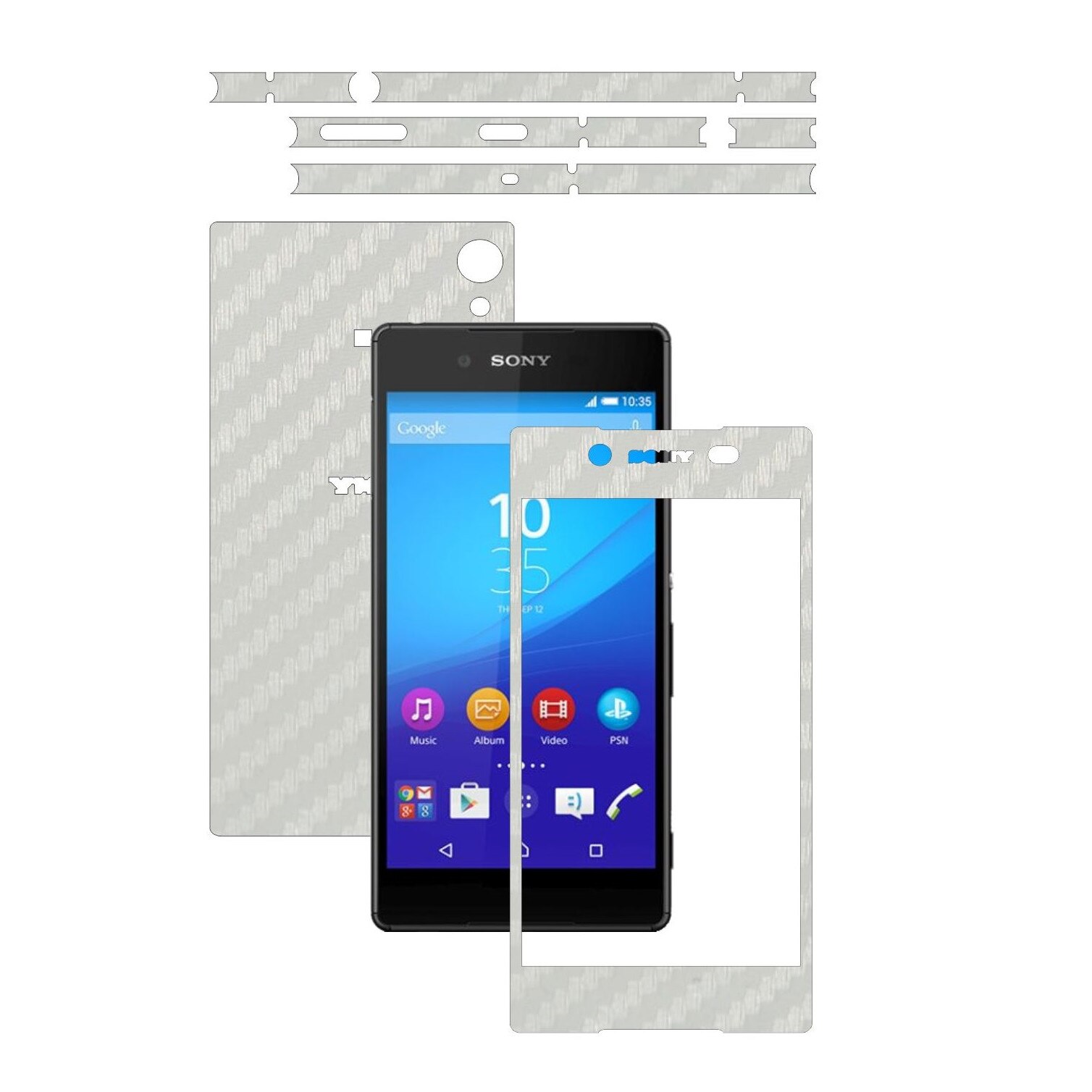 Folie de protectie Carbon Skinz, Husa de tip Skin Adeziv pentru Carcasa, Carbon Alb dedicata Sony Xperia Z3 Plus + Plus
