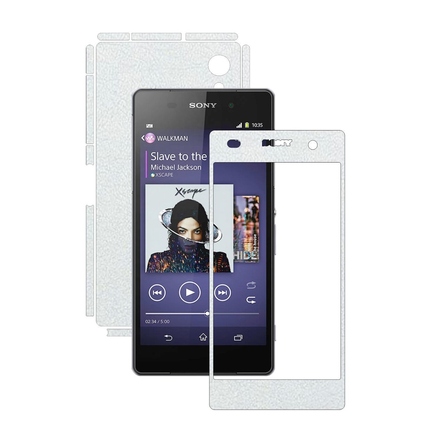 Folie de protectie Carbon Skinz, Husa de tip Skin Adeziv pentru Carcasa, Piele Alba dedicata Sony Xperia Z2