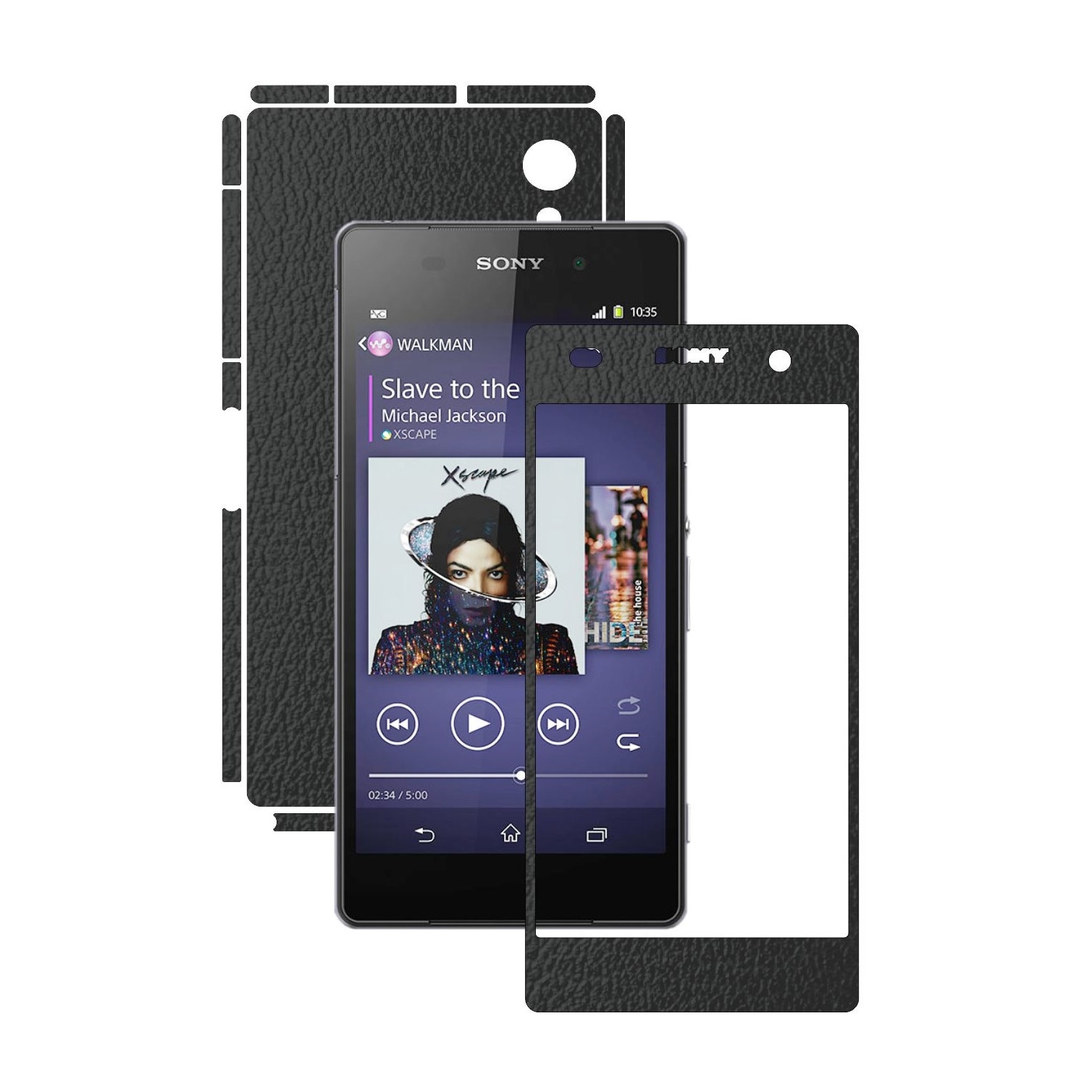 Folie de protectie Carbon Skinz, Husa de tip Skin Adeziv pentru Carcasa, Piele Neagra dedicata Sony Xperia Z2