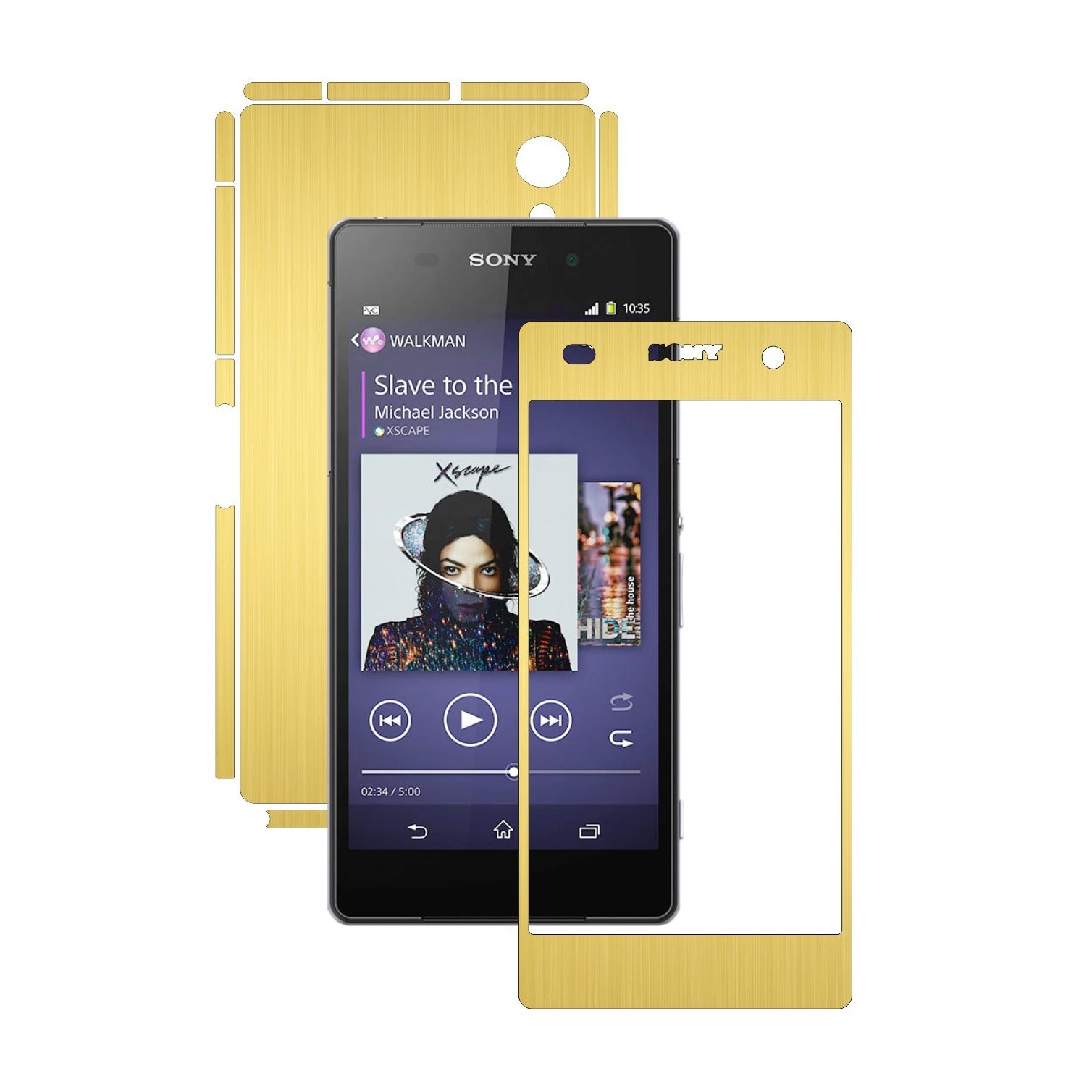 Folie de protectie Carbon Skinz, Husa de tip Skin Adeziv pentru Carcasa, Brushed Auriu dedicata Sony Xperia Z2