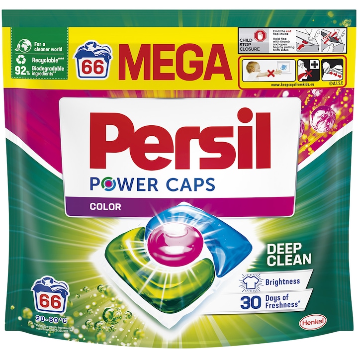 Detergent de rufe capsule Persil Power Caps Color, 66 spalari