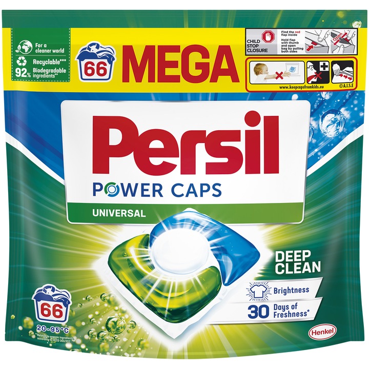 Detergent de rufe capsule Persil Power Caps Universal, 66 spalari