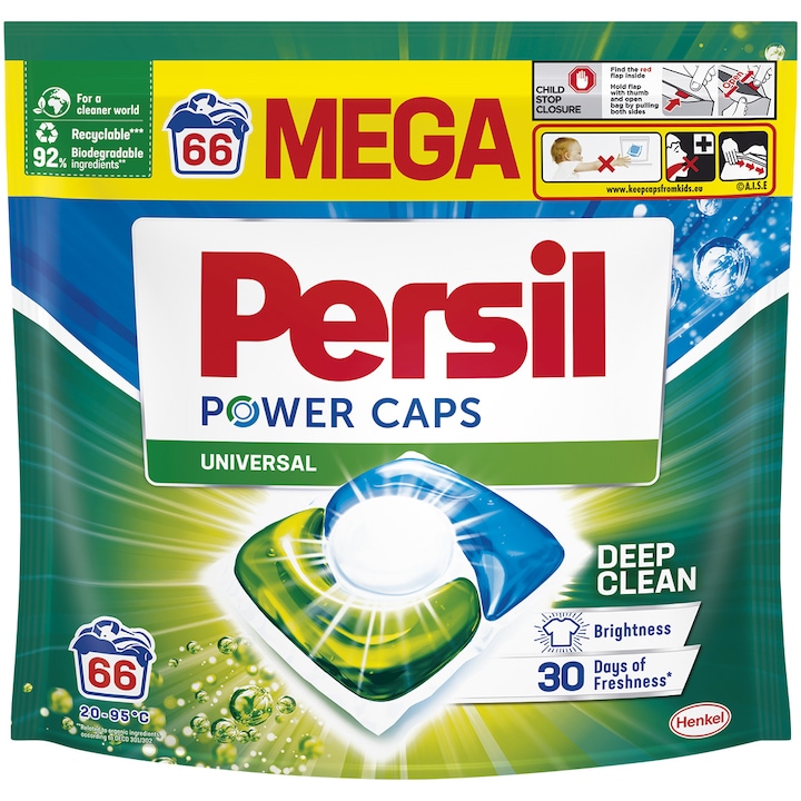 Detergent de rufe capsule Persil Power Caps Universal, 66 spalari