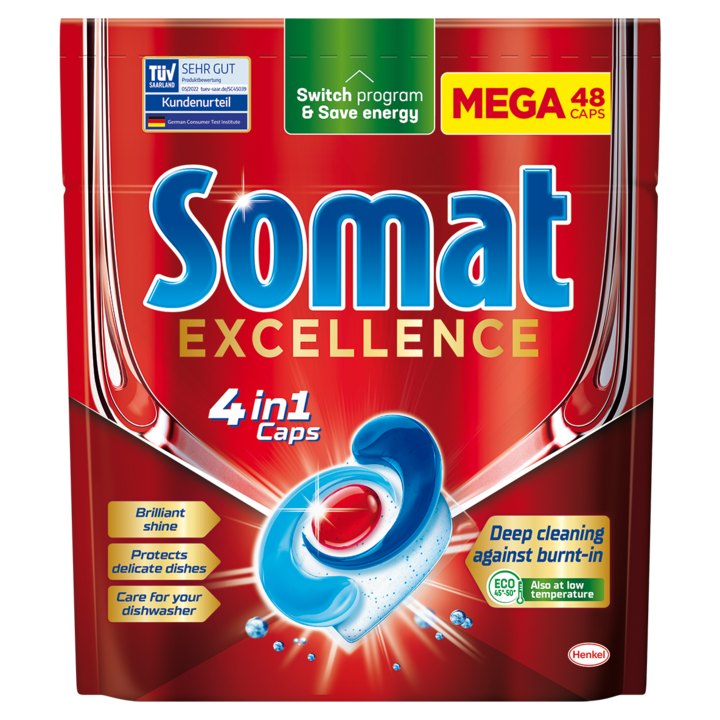 Капсули за съдомиялна Somat Excellence, 48 измивания