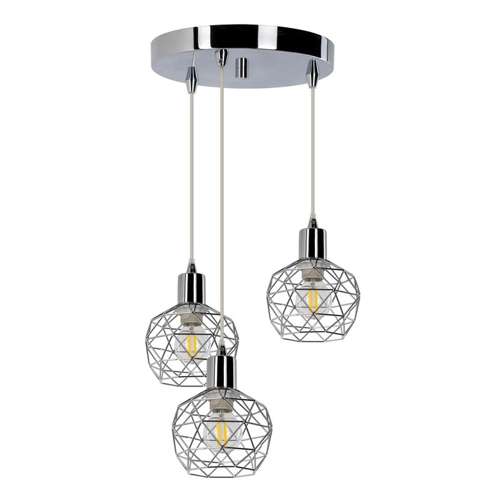 Függőlámpa, Lampex, Salento 3P Spot Ezüst nappali Glamour fém