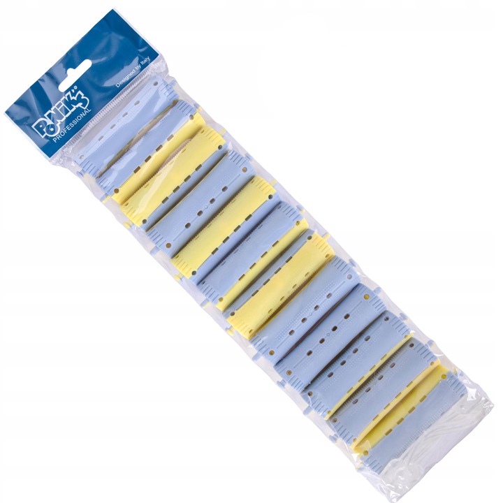 Set 12 bigudiuri, Ponik's, Cauciuc siliconic, 22 mm, Albastru/galben