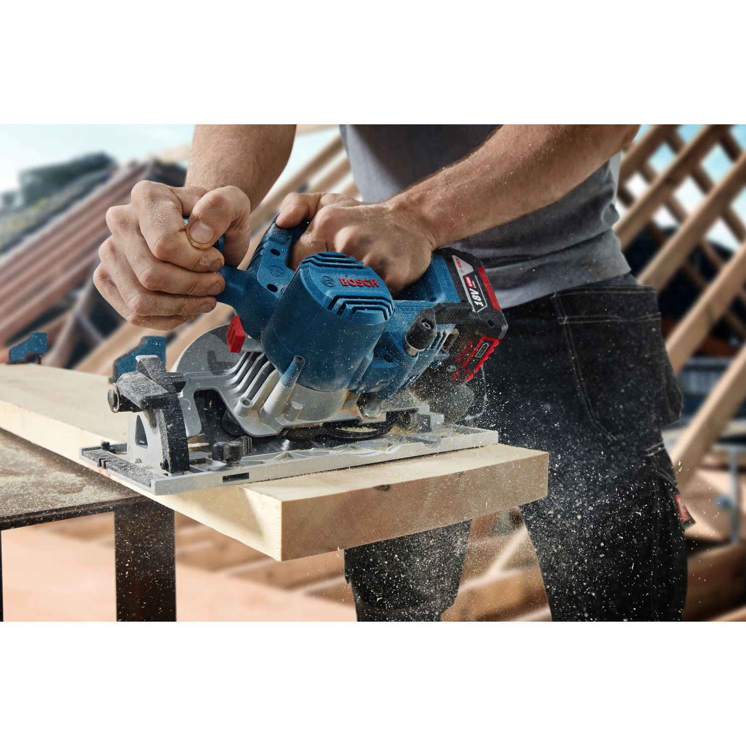 Акумулаторен циркуляр Bosch Professional GKS 185-LI, 18V, Диаметър на ...