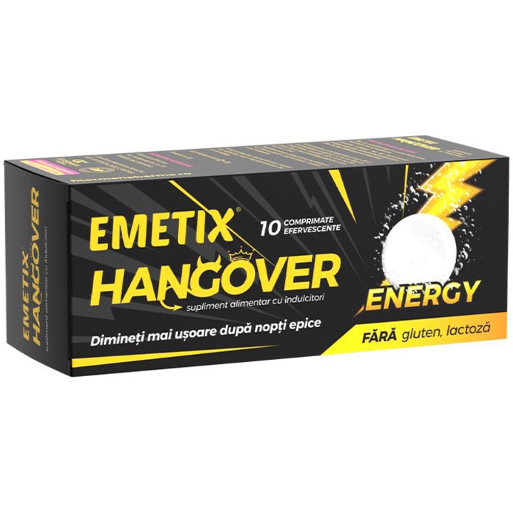 Emetix Hangover Energy, 10 comprimate efervescente, Fiterman