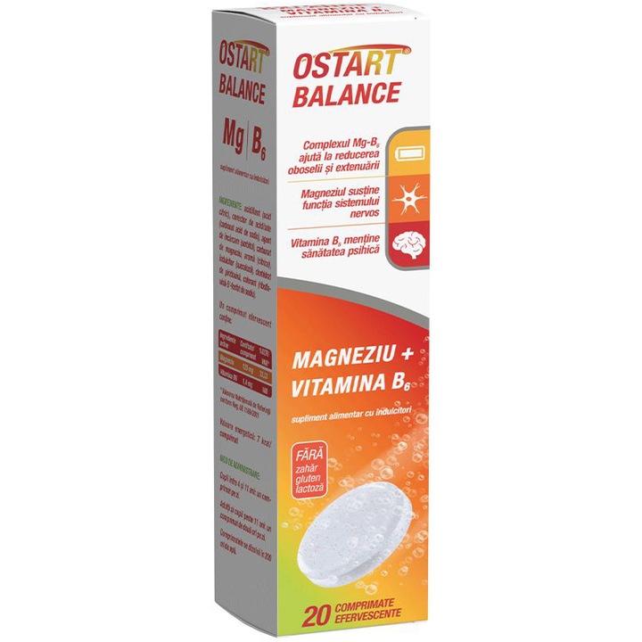 Ostart Balance Magneziu + Vitamina B6, 20 comprimate efervescente, Fiterman