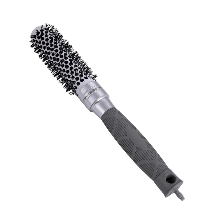 Perie de par, Ponik's, 25 mm, Ceramica, Argintiu, Negru