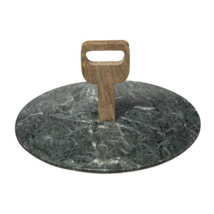 Platou pentru branzeturi, Secret de Gourmet, Marmura/Lemn, 30 cm, Verde/Maro