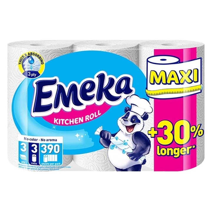 Set Prosoape de Hartie Emeka White, 3 Straturi, 2 Pachete x 3 Role