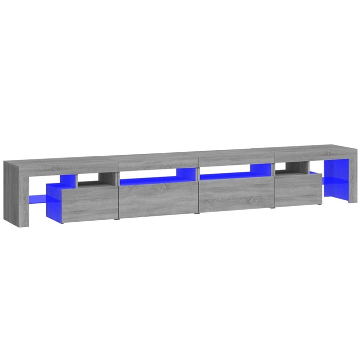 ТВ шкаф с LED осветление vidaXL, сив сонома, 260x36,5x40 см, 51.8 Kg