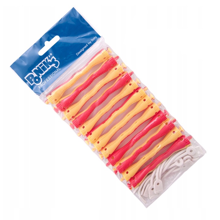 Set De Bigudiuri Pentru Ondulatie Permanenta Cu Elastice, Ponik'S, Cw041, Durabile, Usor De Utilizat, Material Rezistent, Rezultat Profesional, 8 x 7 mm, 12 Buc