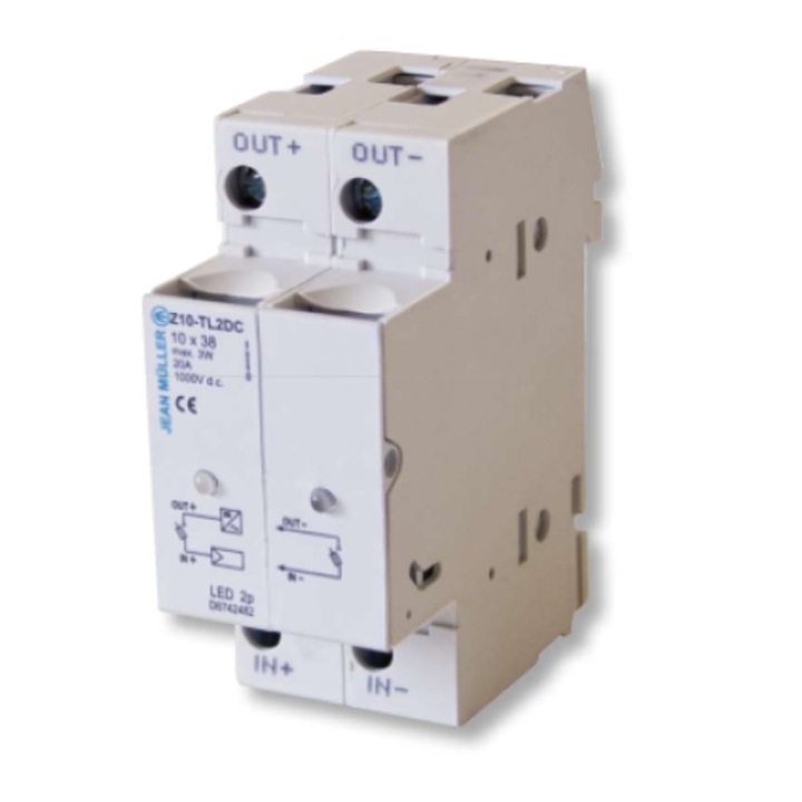 Set 6 separatoare cu fuzibil Z10-TL2/DC1000V/E, Jean Mueller, 1000 V, 25 A, 2P, 10 x 38 mm, Gri