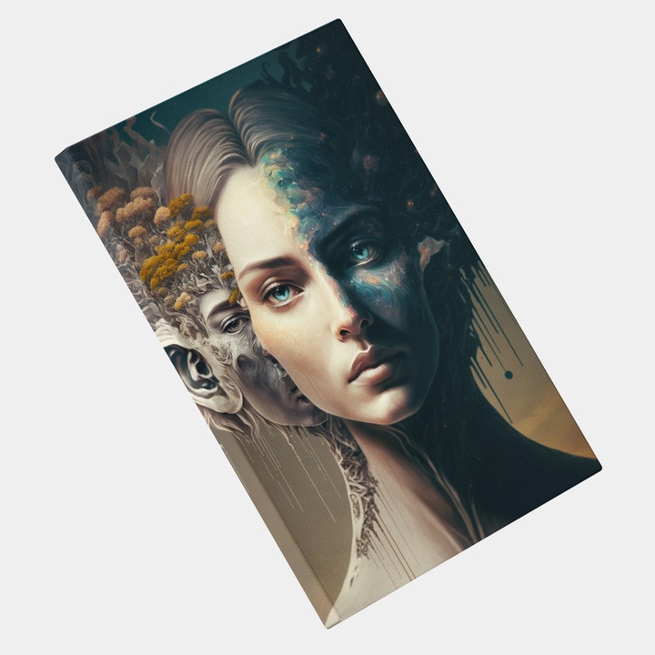 Tablou Canvas Multi Fete, Ilustratie Sprituala, Fanart, Modern, Creativ, Detaliat, Contemporan, High End, Arta si Pictura Digitala, Concept Generat cu Inteligenta Artificiala, AI, IA, 25x40 cm, Multicolor
