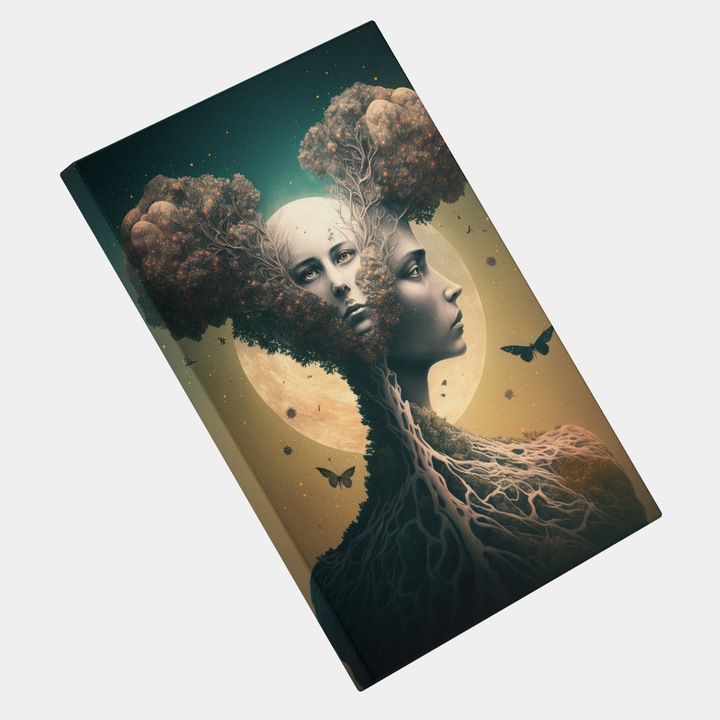 Tablou Canvas Arta si simbolism esoteric modern, Fanart, Creativ, Detaliat, Contemporan, High End, Arta si Pictura Digitala, Concept Generat cu Inteligenta Artificiala, AI, IA, 25x40 cm, Multicolor