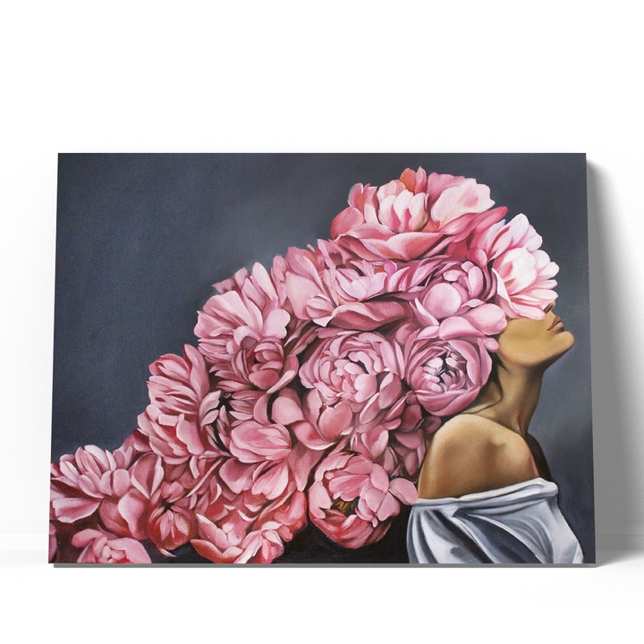 Tablou canvas pe panza fata cu buchet de flori 70x100 cm