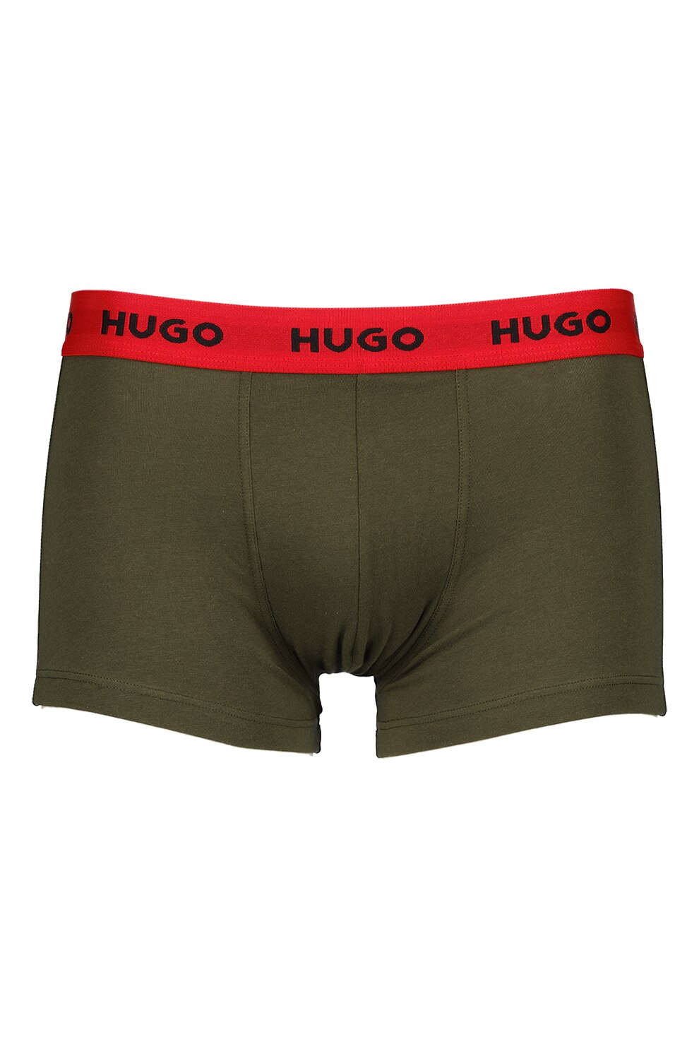 HUGO, Set de boxeri cu banda logo in talie - 3 perechi, Rosu, Verde ...