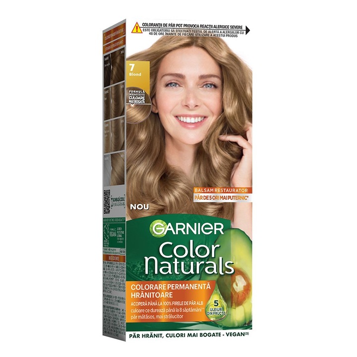 Set Vopsea de Par Permanenta cu Amoniac Garnier Color Naturals 7 Blond, 3 Cutii x 110 ml