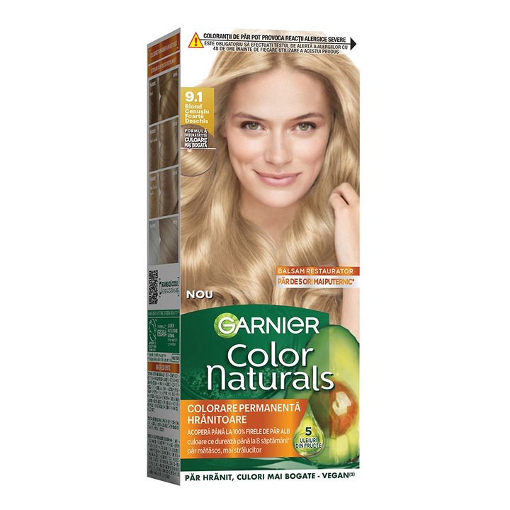 Vopsea de par Garnier Color Naturals, 9.1 Blond cenusiu foarte deschis