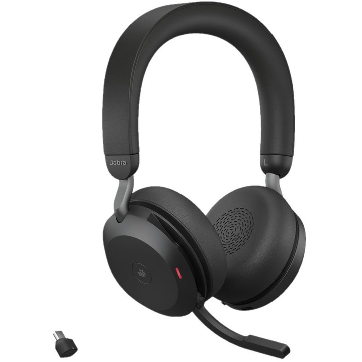 Casti Wireless Jabra Evolve2 75 MS Stereo, USB Type-C, Microfon Negru