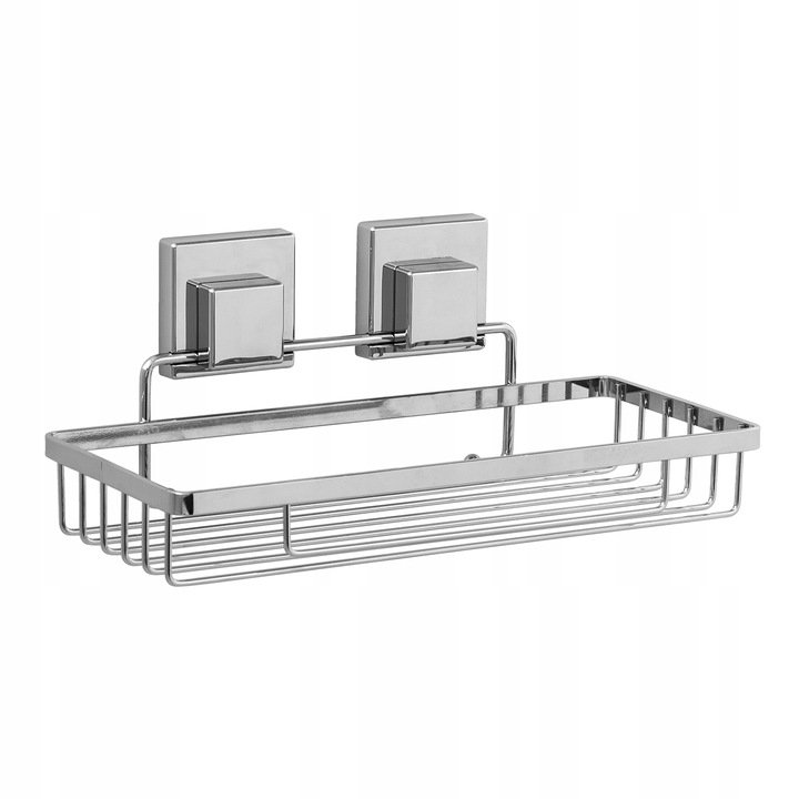 Raft dreptunghiular pentru baie, SmartLoc, Cu ventuze, Argintiu