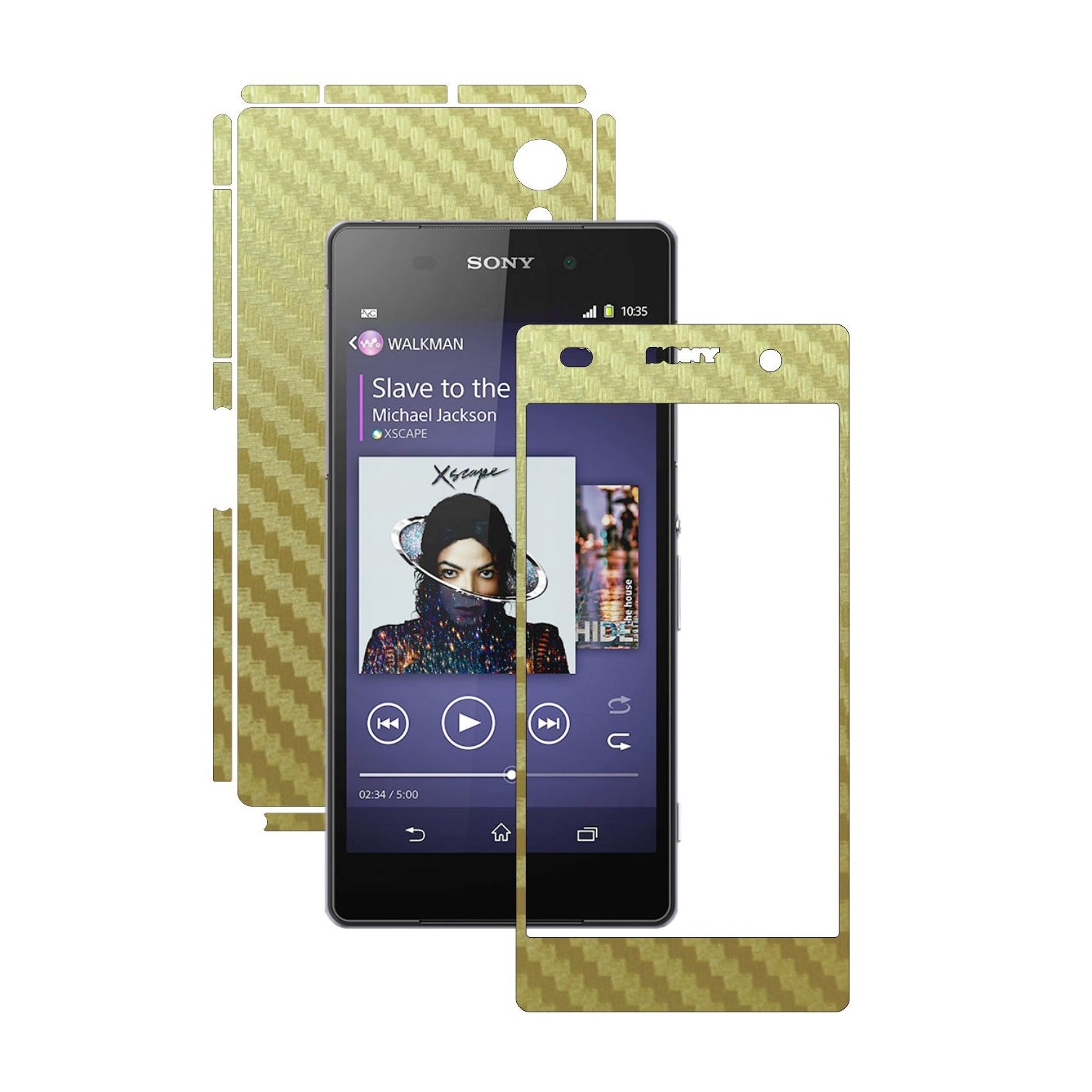 Folie de protectie Carbon Skinz, Husa de tip Skin Adeziv pentru Carcasa, Carbon Auriu dedicata Sony Xperia Z2