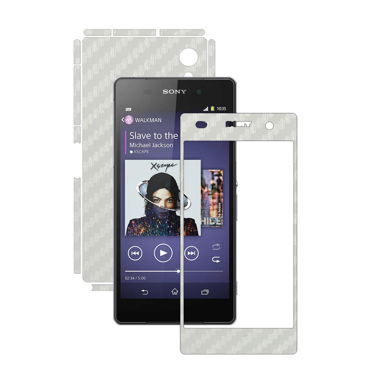 Folie de protectie Carbon Skinz, Husa de tip Skin Adeziv pentru Carcasa, Carbon Alb dedicata Sony Xperia Z2