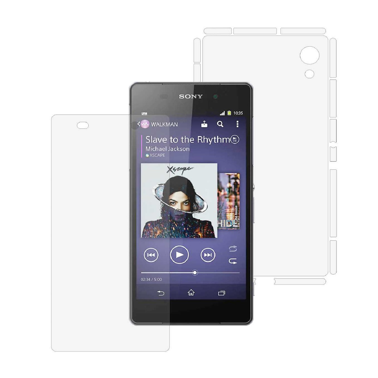 Folie Protectie Full Body Invisible Skinz Ultra-Clear HD, Husa Transparenta de tip Skin Adeziv pentru Carcasa si Ecran, dedicata Sony Xperia Z2