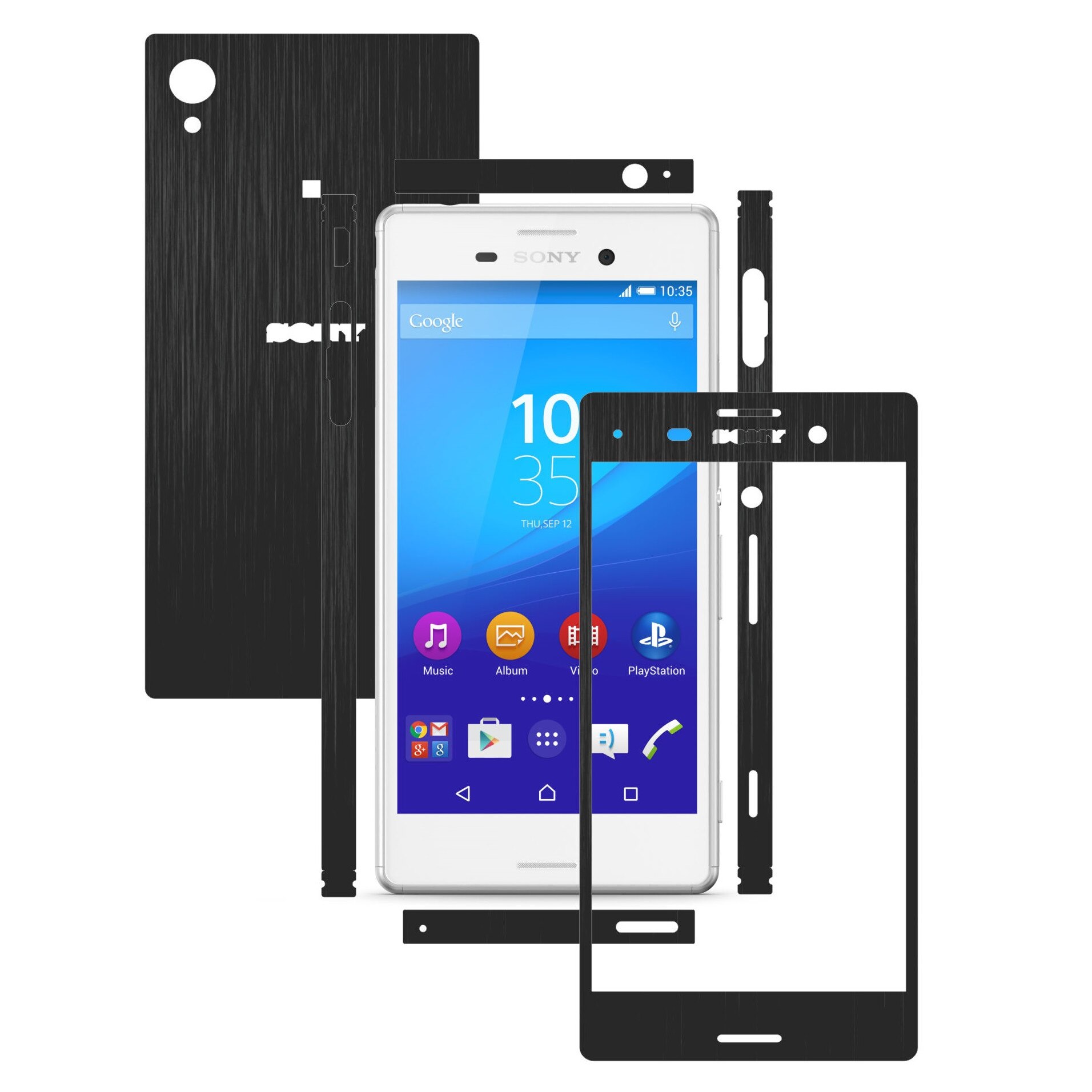Folie de protectie Carbon Skinz, Husa de tip Skin Adeziv pentru Carcasa, Brushed Negru dedicata Sony Xperia M4 Aqua