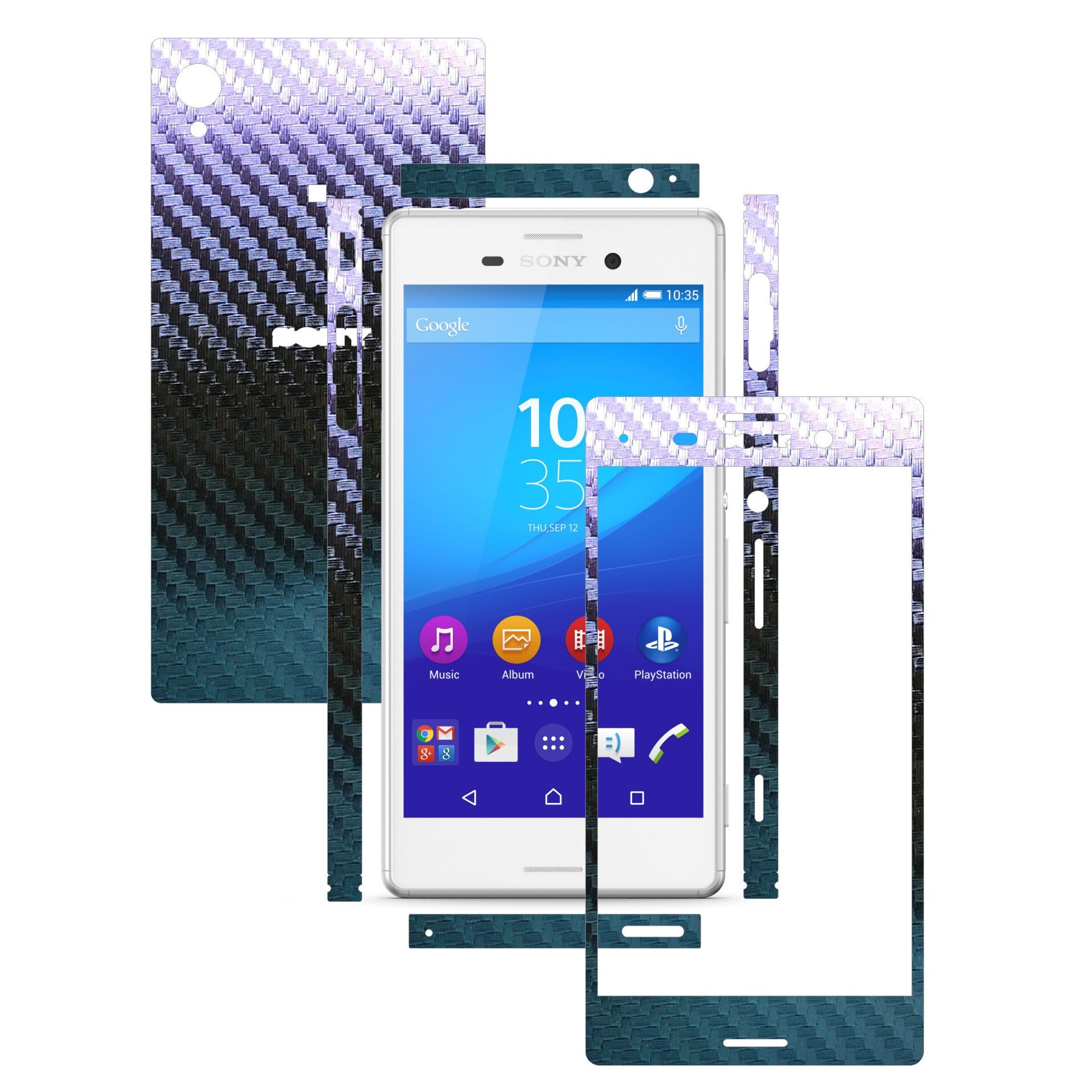 Folie de protectie Carbon Skinz, Husa de tip Skin Adeziv pentru Carcasa, Carbon Cameleon dedicata Sony Xperia M4 Aqua