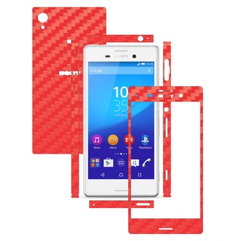 Folie de protectie Carbon Skinz, Husa de tip Skin Adeziv pentru Carcasa, Carbon Rosu dedicata Sony Xperia M4 Aqua Folie de protectie Carbon Skinz, Husa de tip Skin Adeziv pentru Carcasa, Carbon Rosu dedicata Sony Xperia M4 Aqua