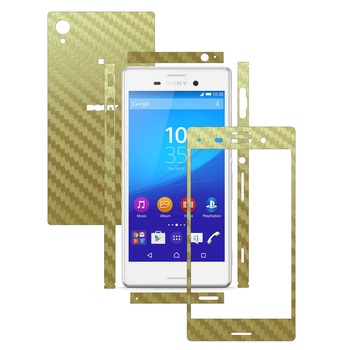Folie de protectie Carbon Skinz, Husa de tip Skin Adeziv pentru Carcasa, Carbon Auriu dedicata Sony Xperia M4 Aqua Folie de protectie Carbon Skinz, Husa de tip Skin Adeziv pentru Carcasa, Carbon Auriu dedicata Sony Xperia M4 Aqua