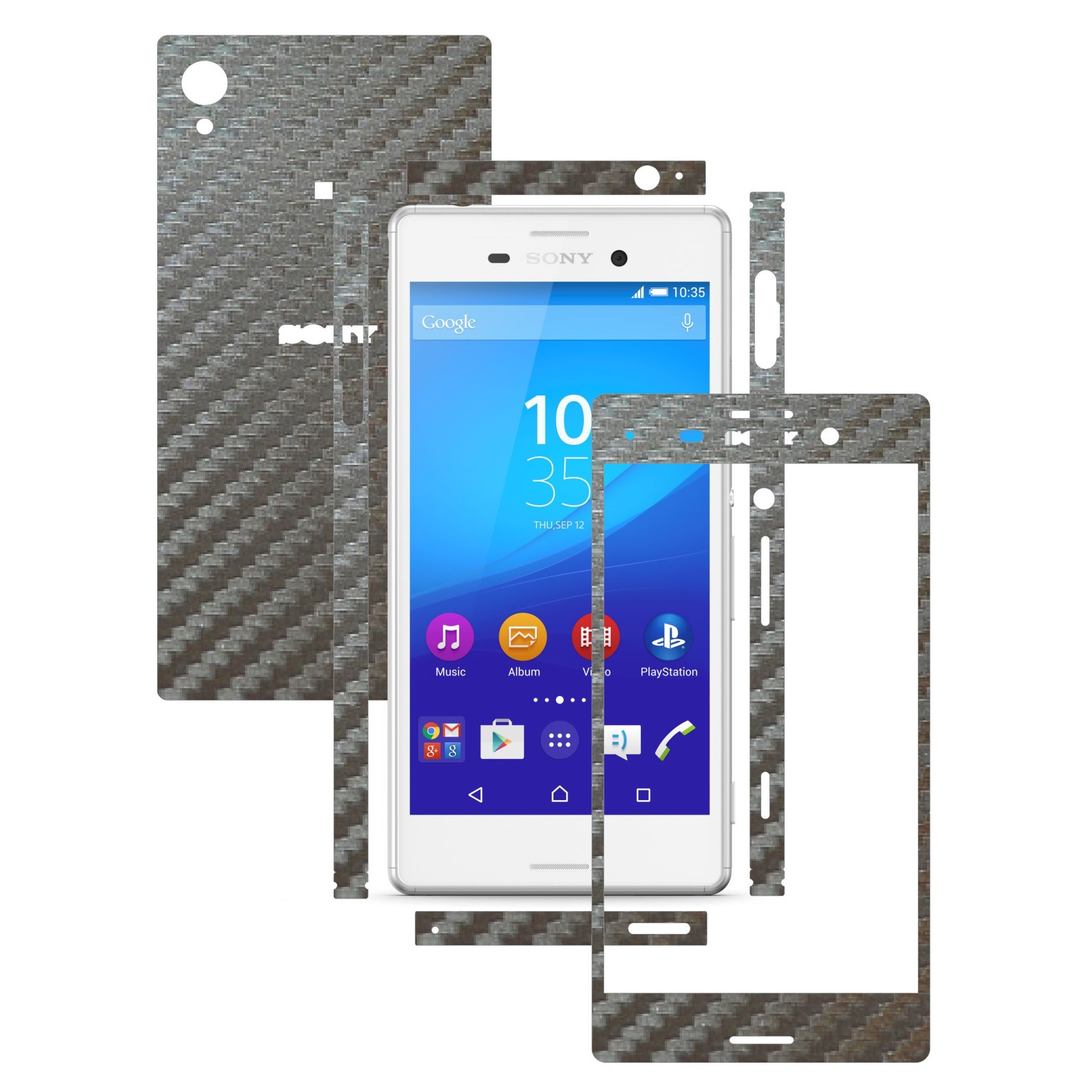 Folie de protectie Carbon Skinz, Husa de tip Skin Adeziv pentru Carcasa, Carbon Gri Argintiu dedicata Sony Xperia M4 Aqua