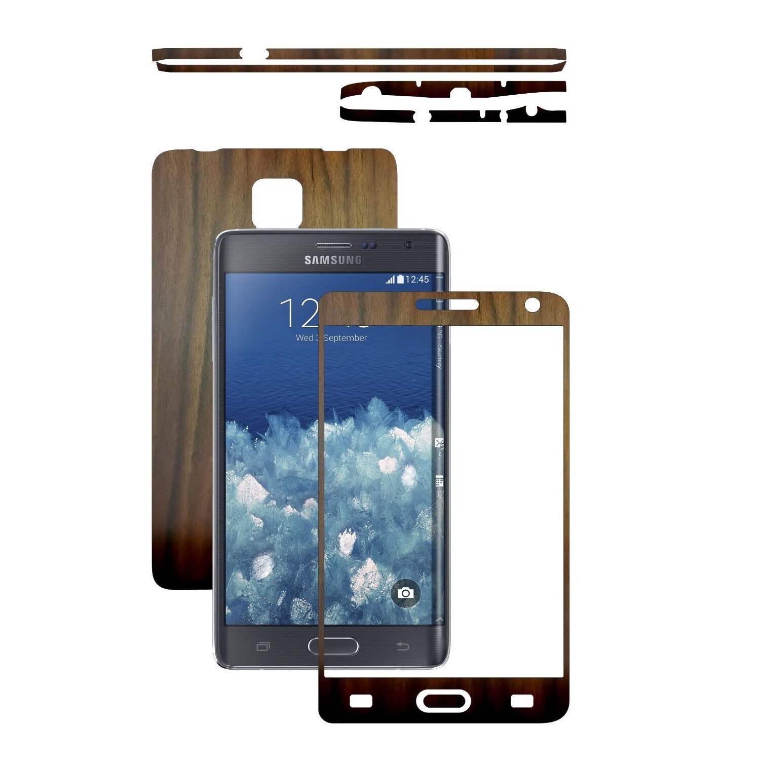 Folie de protectie Carbon Skinz, Husa de tip Skin Adeziv pentru Carcasa, Lemn Nuc Inchis dedicata Samsung Galaxy Note Edge