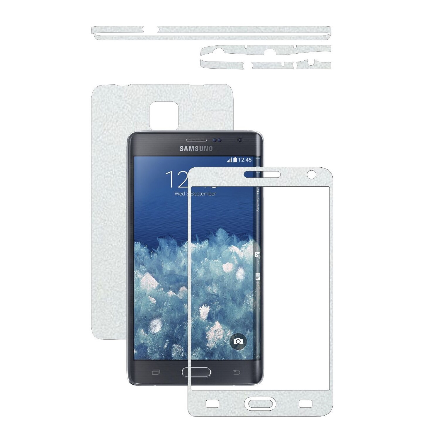 Folie de protectie Carbon Skinz, Husa de tip Skin Adeziv pentru Carcasa, Piele Alba dedicata Samsung Galaxy Note Edge