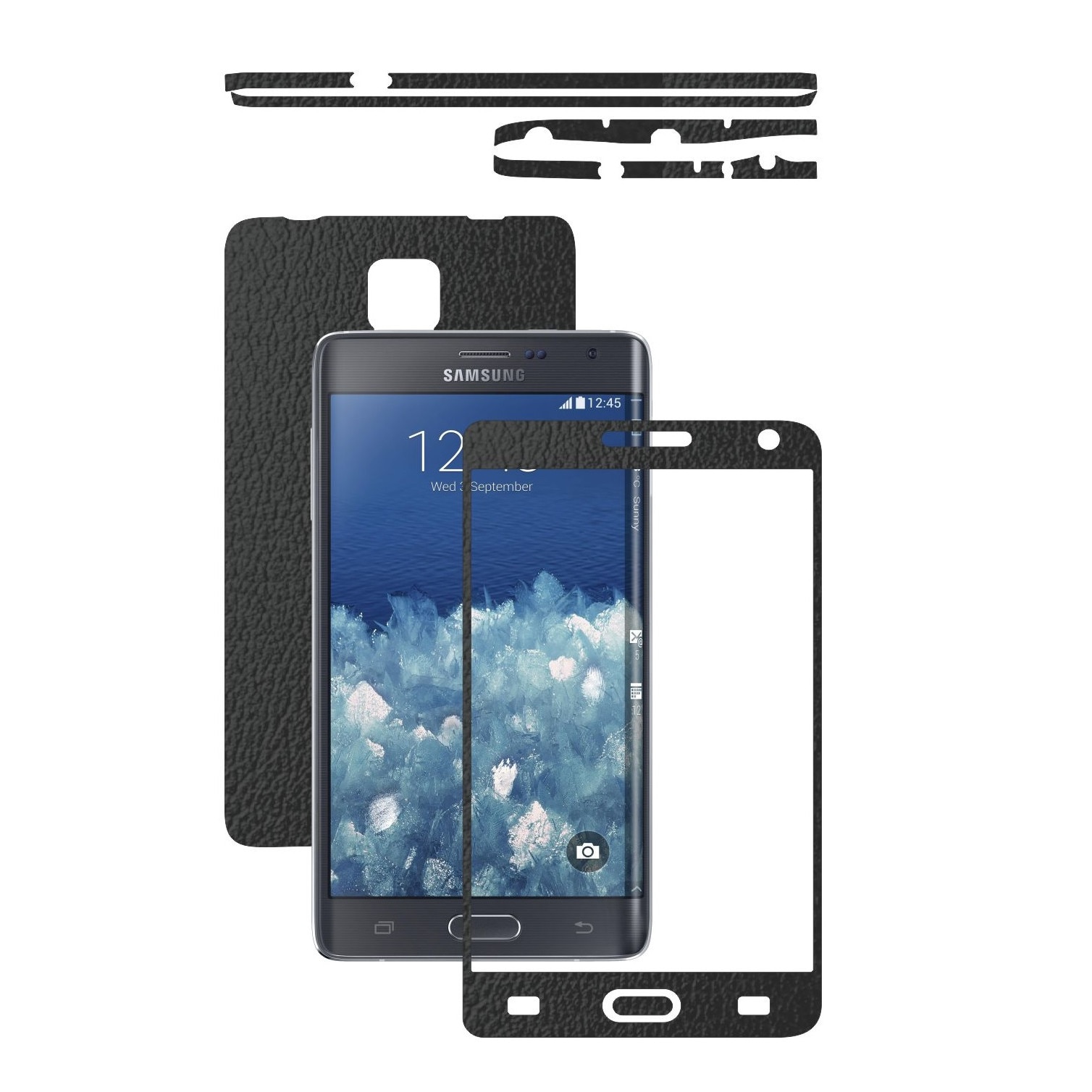 Folie de protectie Carbon Skinz, Husa de tip Skin Adeziv pentru Carcasa, Piele Neagra dedicata Samsung Galaxy Note Edge