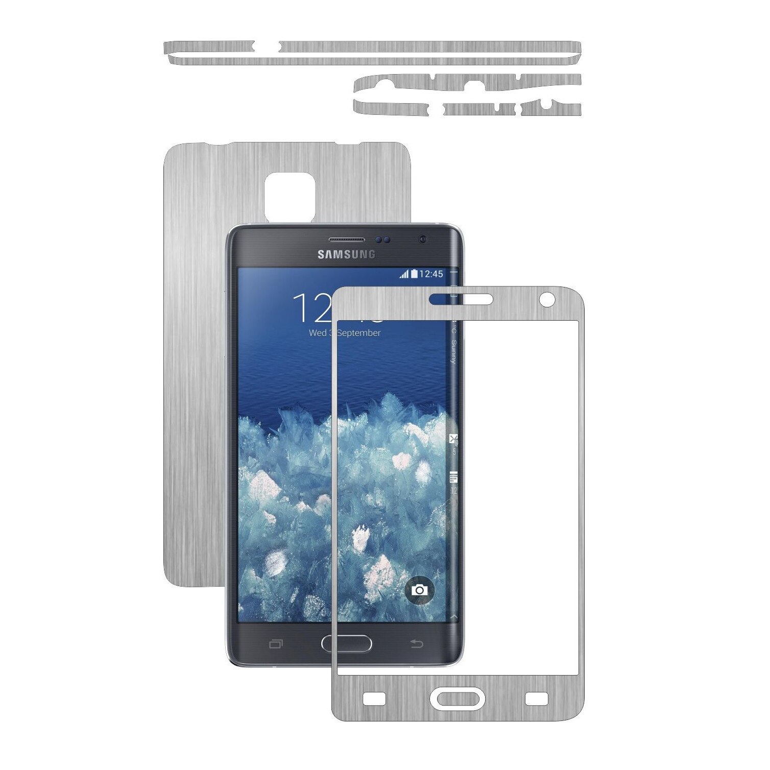 Folie de protectie Carbon Skinz, Husa de tip Skin Adeziv pentru Carcasa, Brushed Argintiu dedicata Samsung Galaxy Note Edge