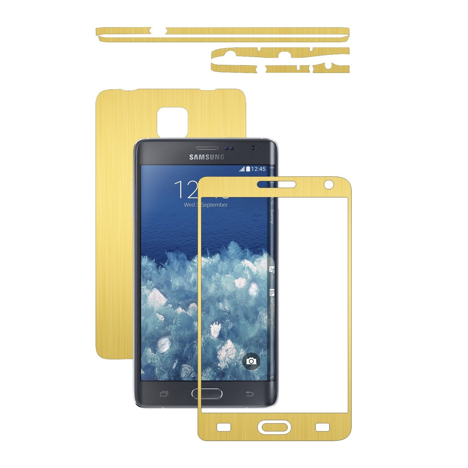Folie de protectie Carbon Skinz, Husa de tip Skin Adeziv pentru Carcasa, Brushed Auriu dedicata Samsung Galaxy Note Edge