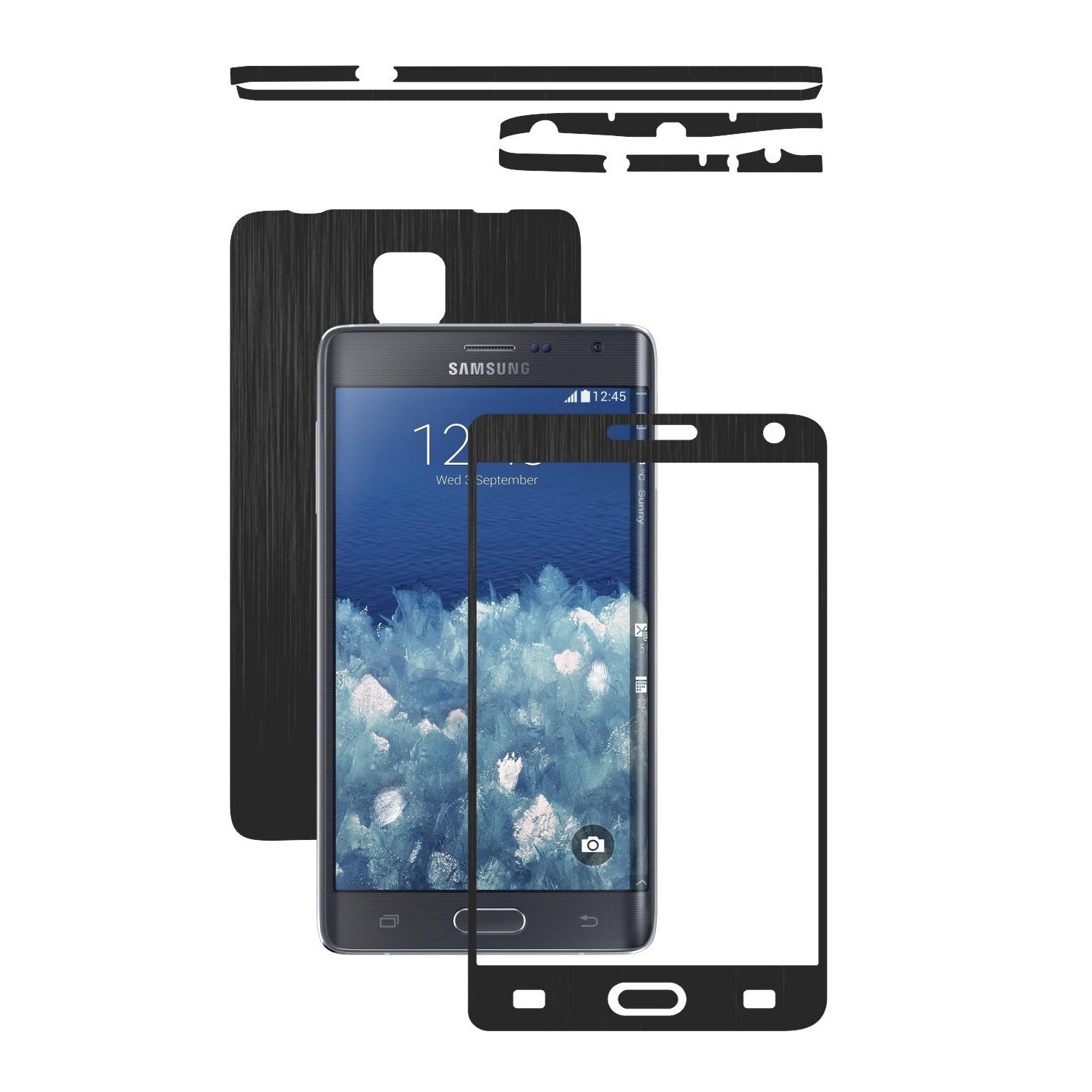 Folie de protectie Carbon Skinz, Husa de tip Skin Adeziv pentru Carcasa, Brushed Negru dedicata Samsung Galaxy Note Edge