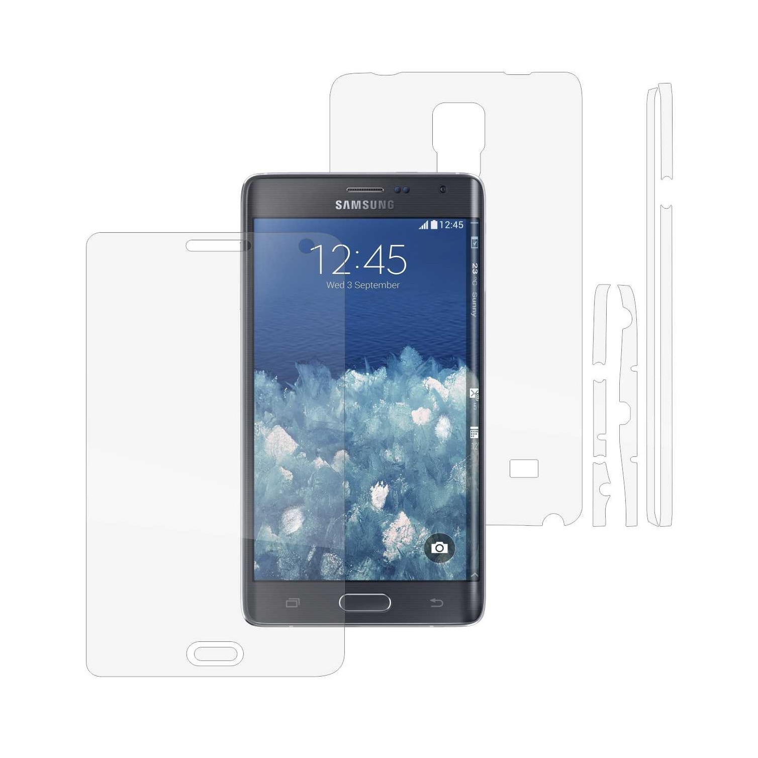 Folie Protectie Full Body Invisible Skinz Ultra-Clear AutoRegeneranta, Husa Transparenta de tip Skin Adeziv pentru Carcasa si Ecran, dedicata Samsung Galaxy Note Edge