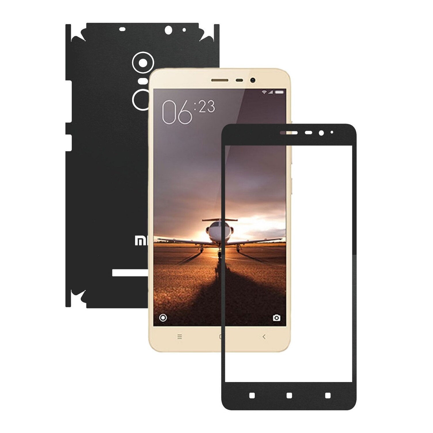 Folie de protectie Carbon Skinz, Husa de tip Skin Adeziv pentru Carcasa, Negru Mat dedicata Xiaomi RedMi Note 3