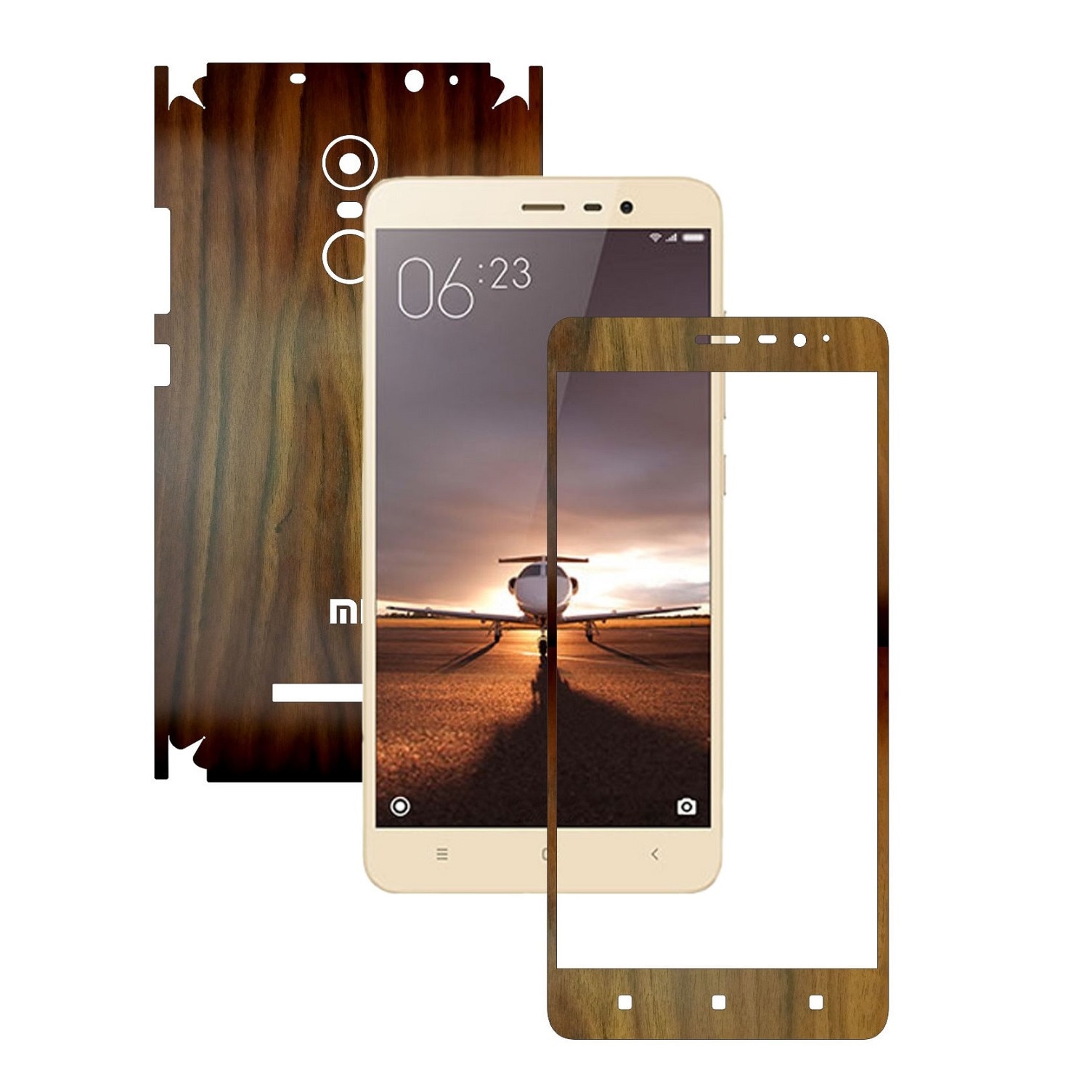 Folie de protectie Carbon Skinz, Husa de tip Skin Adeziv pentru Carcasa, Lemn Nuc Inchis dedicata Xiaomi RedMi Note 3